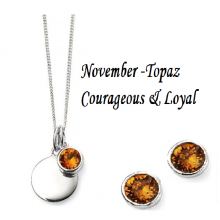 Topaz SWAROVSKI Pendant with Earrings, Engravable Disc Pendant 